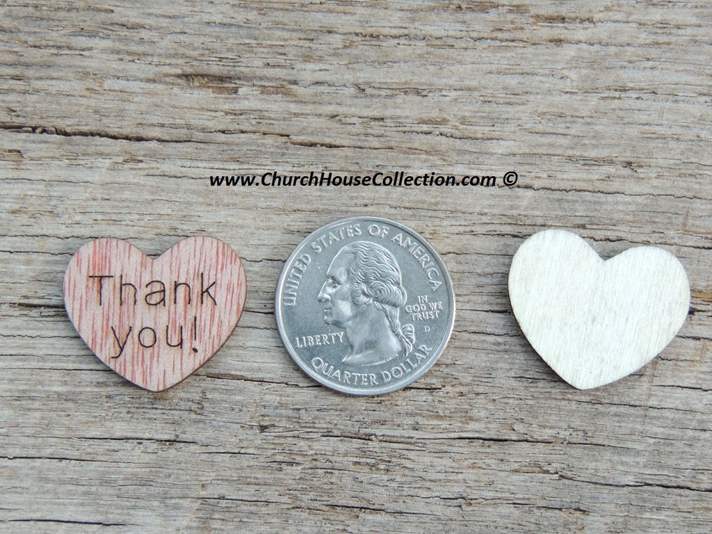 Wood hearts that say Thank you