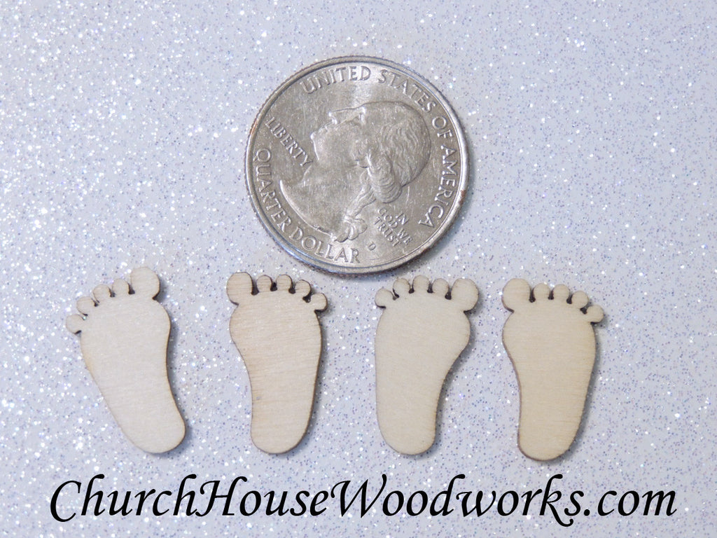 Wood Shape Cut Outs Baby Feet 