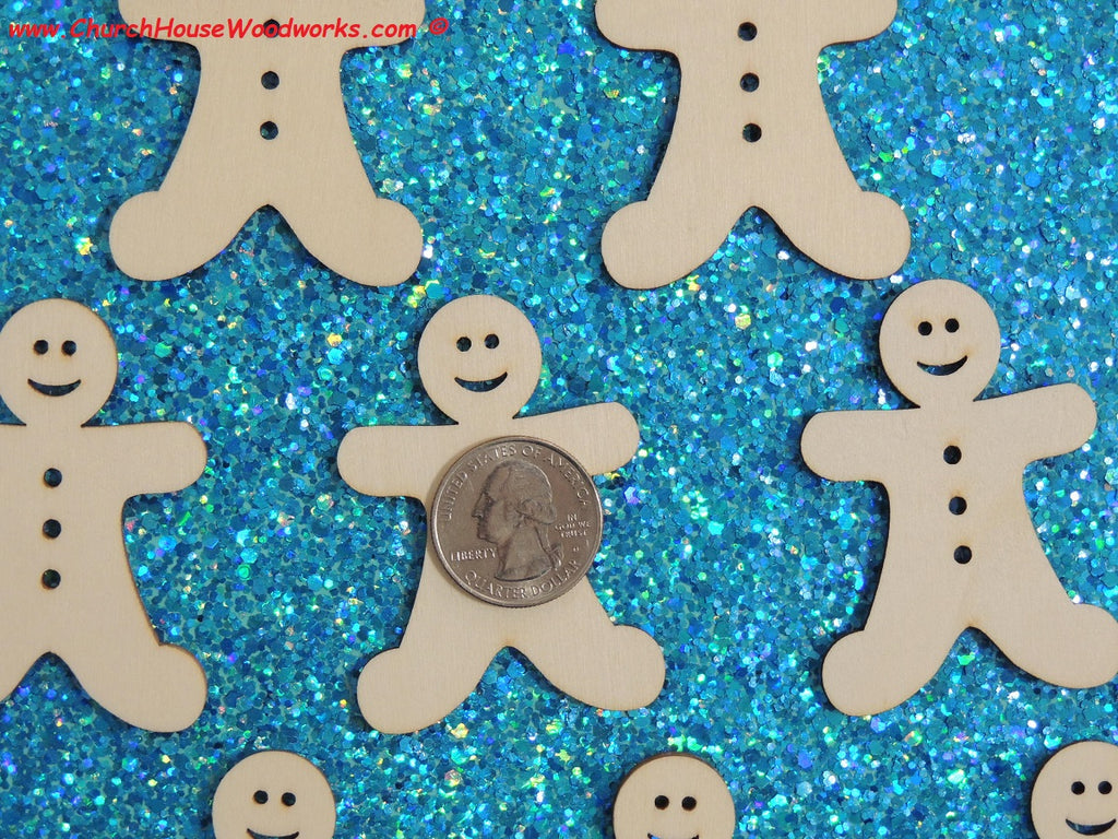 2 Inch wood gingerbread man men for crafts shapes woodcraft Christmas ornaments scrapbooks favors holiday