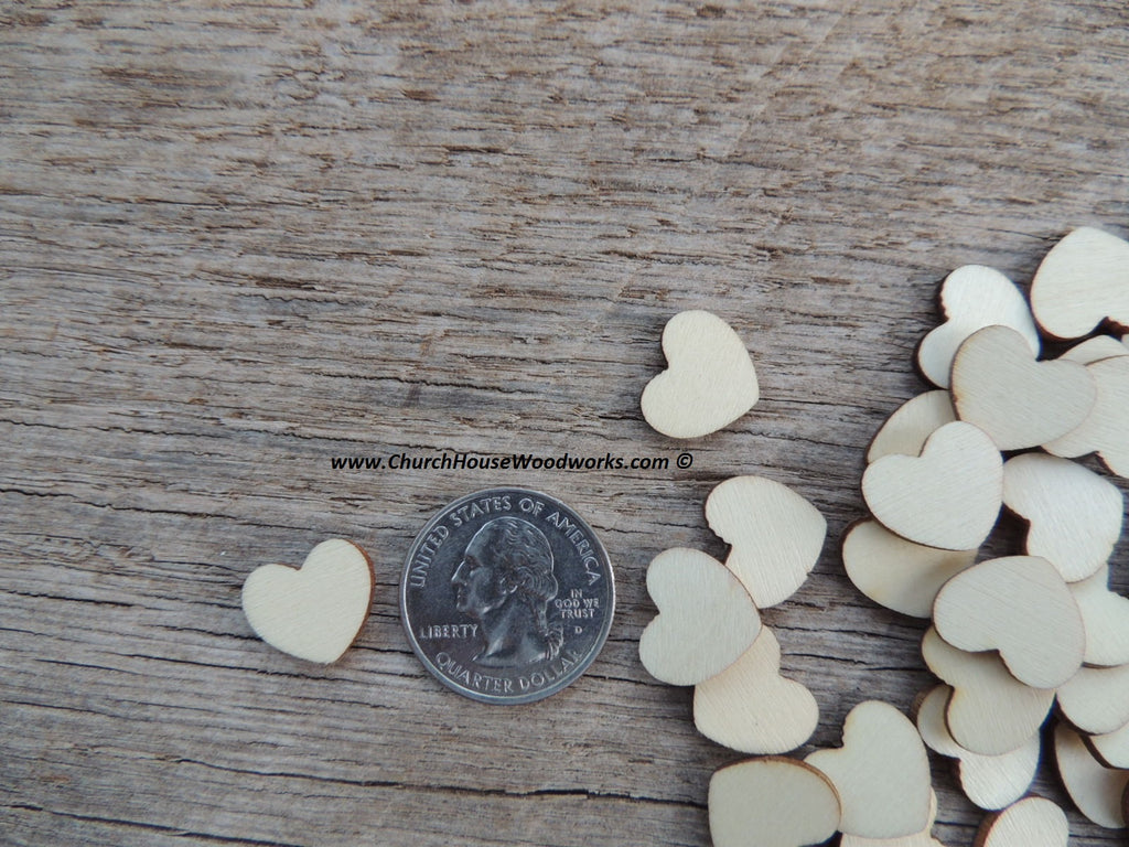 tiny light wood hearts wooden heart wedding decor craft pieces
