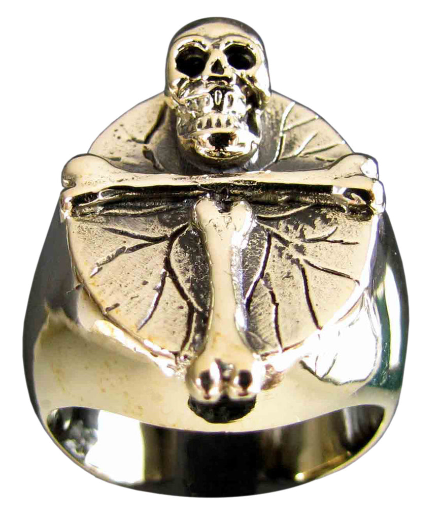 Dracula Cross Ring Skull and Bones in Bronze - Size 16