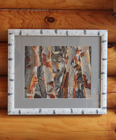 Custom Framed Wolf Cross Stitch by Lois Lawton Wisconsin