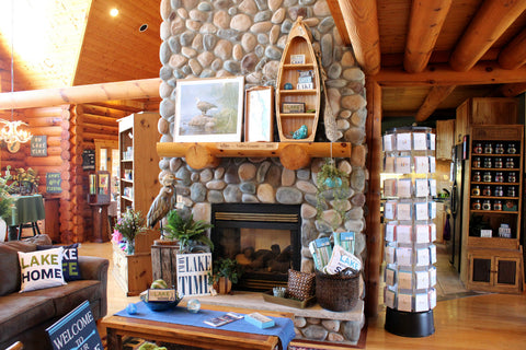 Summer Cabin Mantel Display at The Red Geranium in Mauston Wisconsin