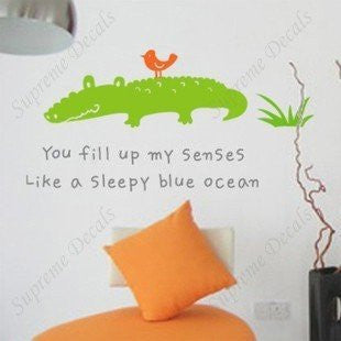 Custom PopDecals - Gator and Bird - Beautiful Tree Wall Decals for Kids Rooms Teen Girls Boys Wallpaper Murals Sticker Wall Stickers Nursery Decor Nursery Decals - PopDecors,Home, PopDecals, PopDecors