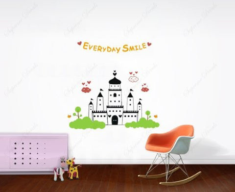 Custom PopDecals - Castle of the Wonder Land - Beautiful Tree Wall Decals for Kids Rooms Teen Girls Boys Wallpaper Murals Sticker Wall Stickers Nursery Decor Nursery Decals