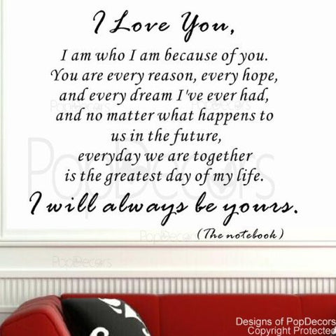 PopDecors - I will always be yours- words quote phrase - inspirational quote wall decals quote decals wall stickers quotes inspirational quotes decals lyrics famous quotes wall decals nursery rhyme