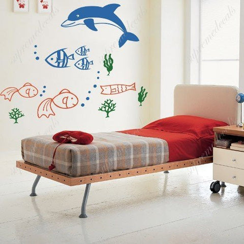 Custom PopDecals - Sea World - Beautiful Tree Wall Decals for Kids Rooms Teen Girls Boys Wallpaper Murals Sticker Wall Stickers Nursery Decor Nursery Decals