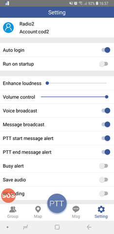 NPPT - Network Push To Talk App Settings
