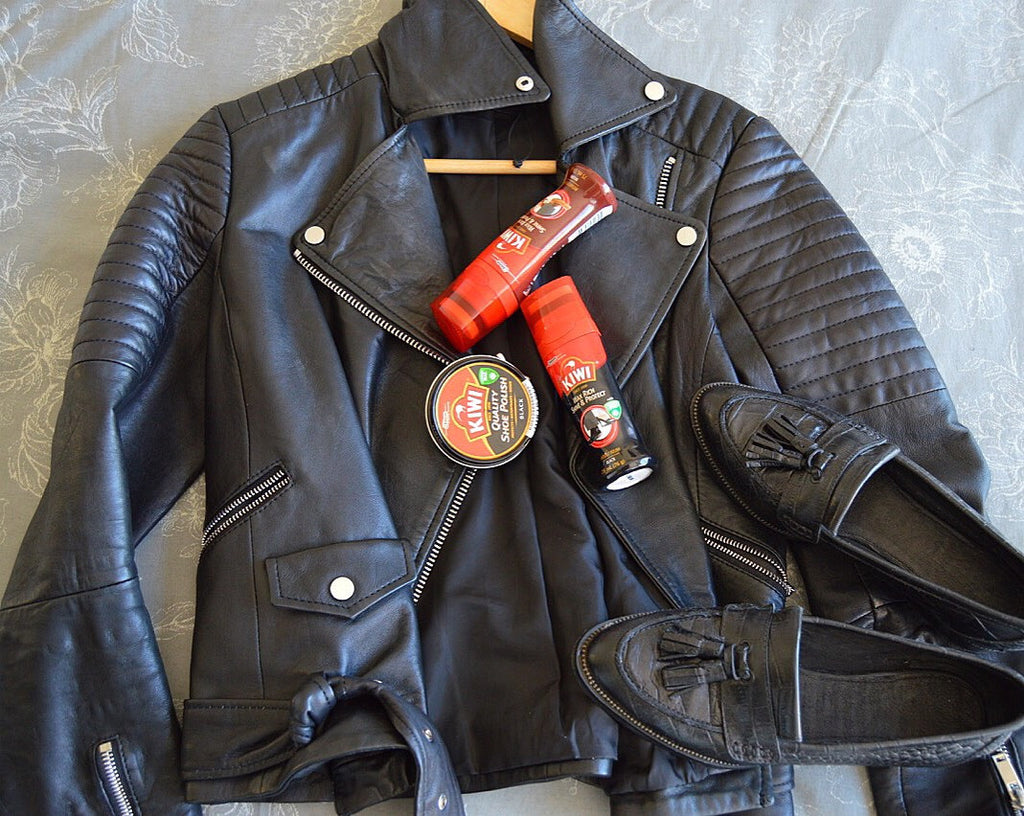 kiwi shoe polish on leather jacket