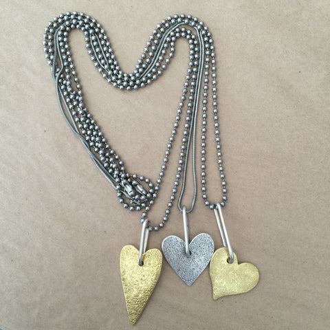 Metal heart pendant necklaces