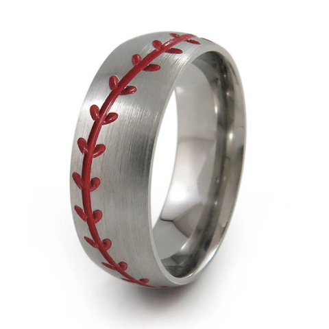 Baseball-inspired Titanium Ring