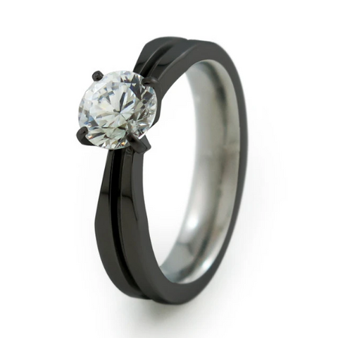 Black Titanium Ring with Diamond