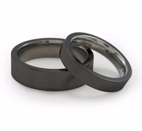 Facia Black Stackable Rings in two widths