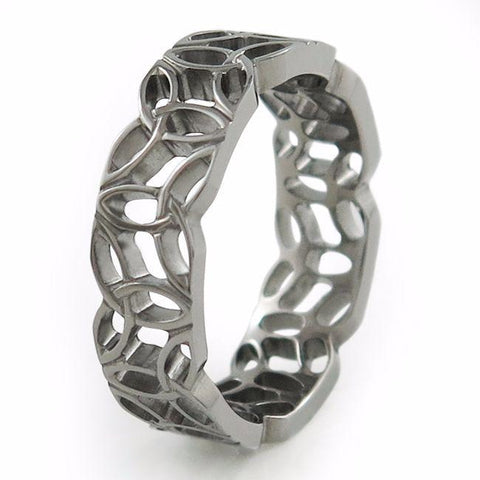 Silver Titanium Ring made from intertwined Trinity Symbols