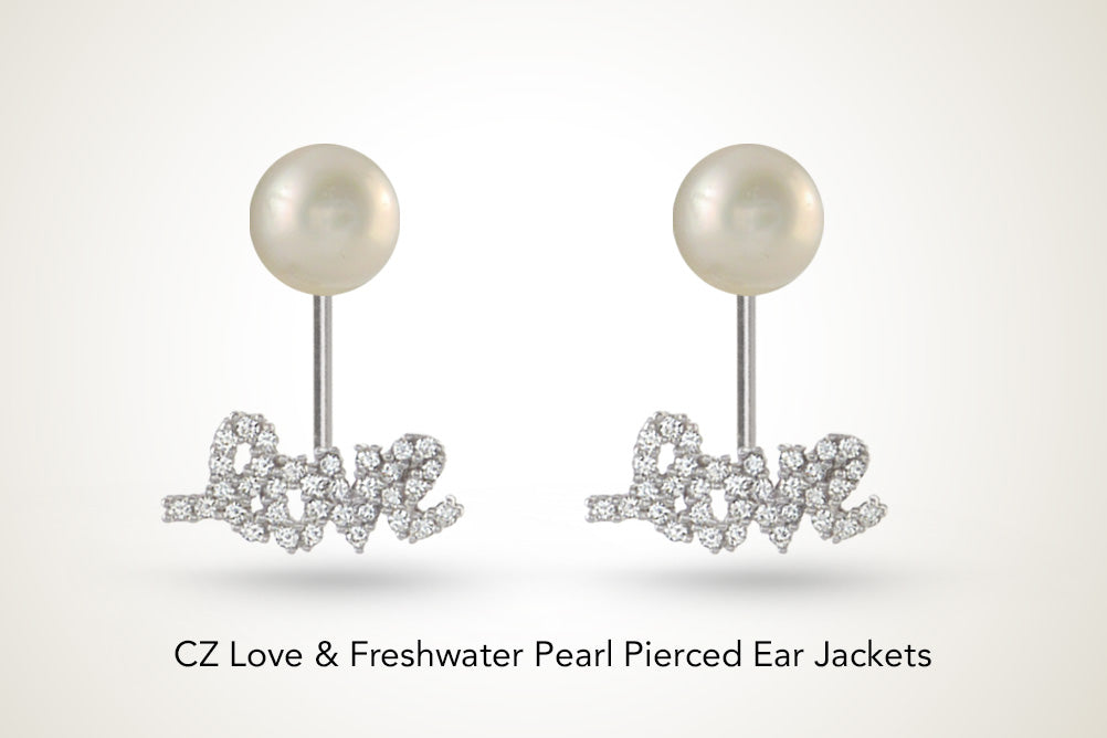 Freshwater Pearl Silver Message Earring Jackets