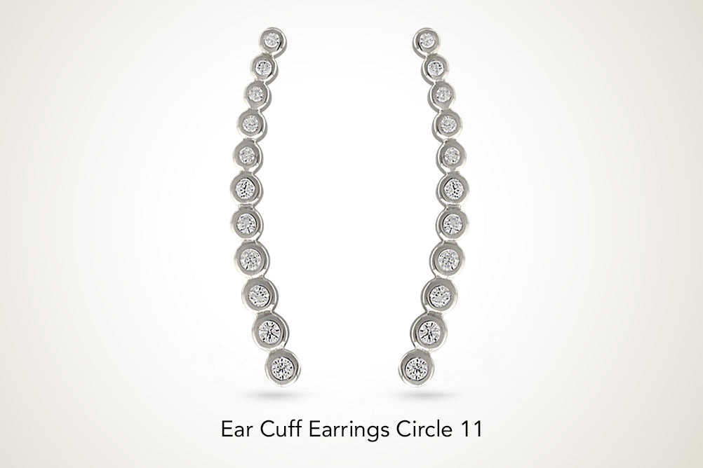 Ear Cuff Earrings Cubic Zirconia Circles Ear Climbers