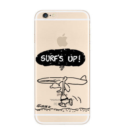 Snoopy Woodstock Surf S Up Iphone 6s 6 Soft Clear Case Mavasoap