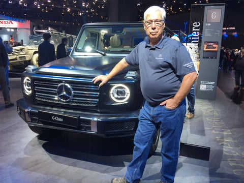 Karl at the Detroit Auto Show in front of the new 2019 G-Wagen