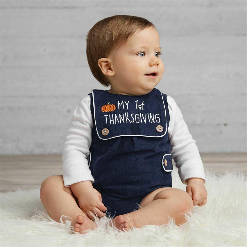 Mud Pie Thanksgiving Short tall and Embroidered Bib Set