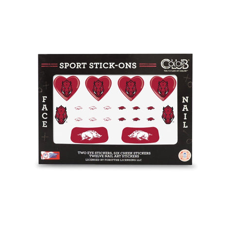 Arkansas - Face and Nail Sport Stick-Ons