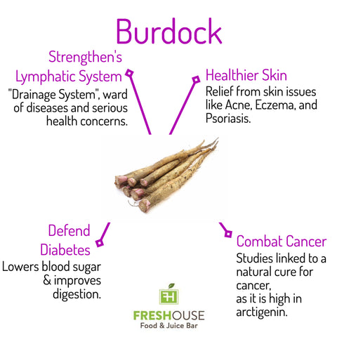 Benefits of Burdock in cold pressed juice