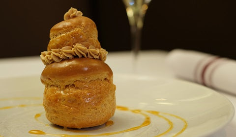 Our Religieuse dessert is as delicious as it is representative of Chez Lévêque's humoristic signature