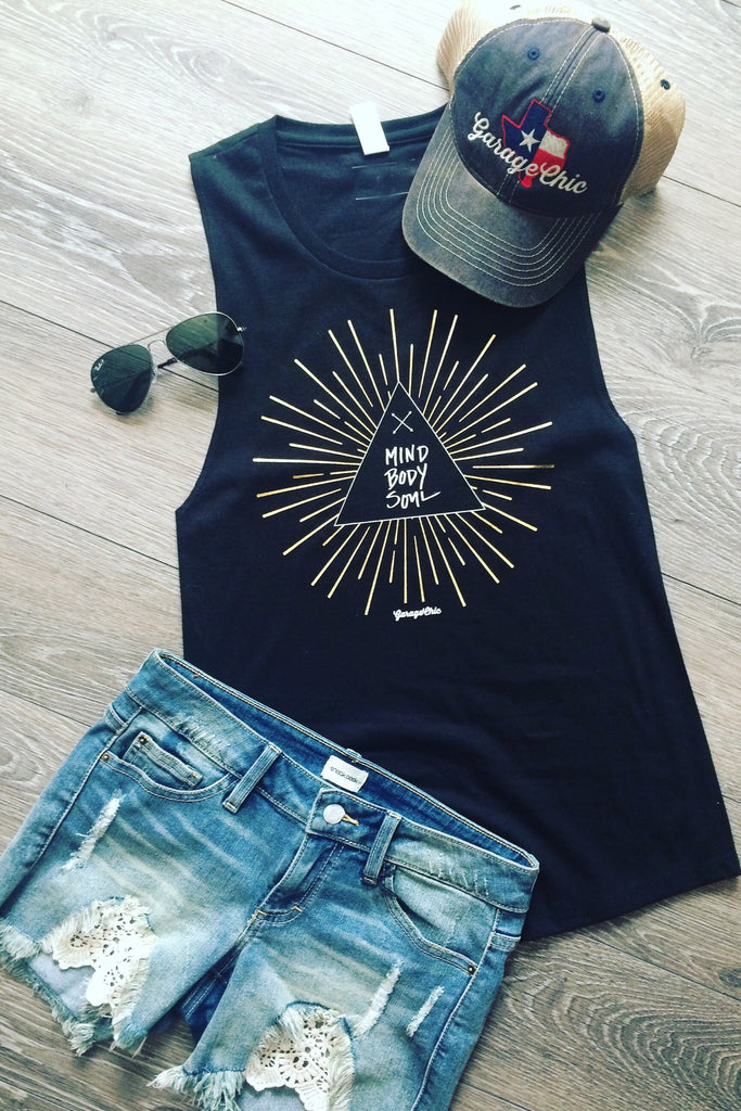 Graphic Muscle Tank Foil Sunburst
