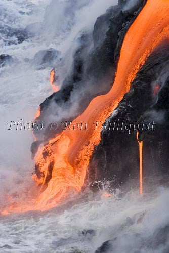 Molten Pahoehoe Lava From Kilauea Enters The Pacific Ocean Near Kalapa 3576