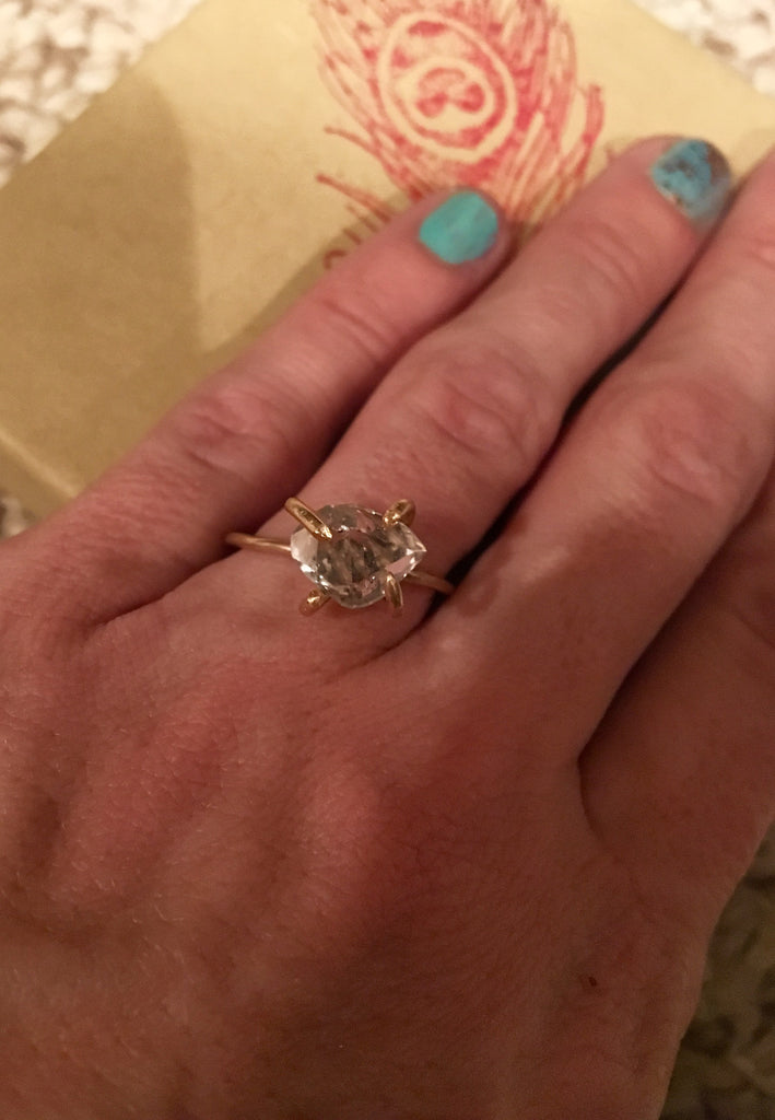 Herkimer Diamond 14k gold filled prong ring - Edward & Ashley Jewelry