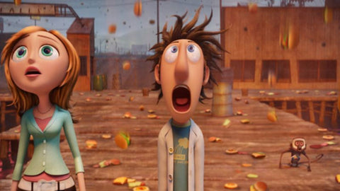 cloudy with a chance of meatballs animated movie burgers falling from sky