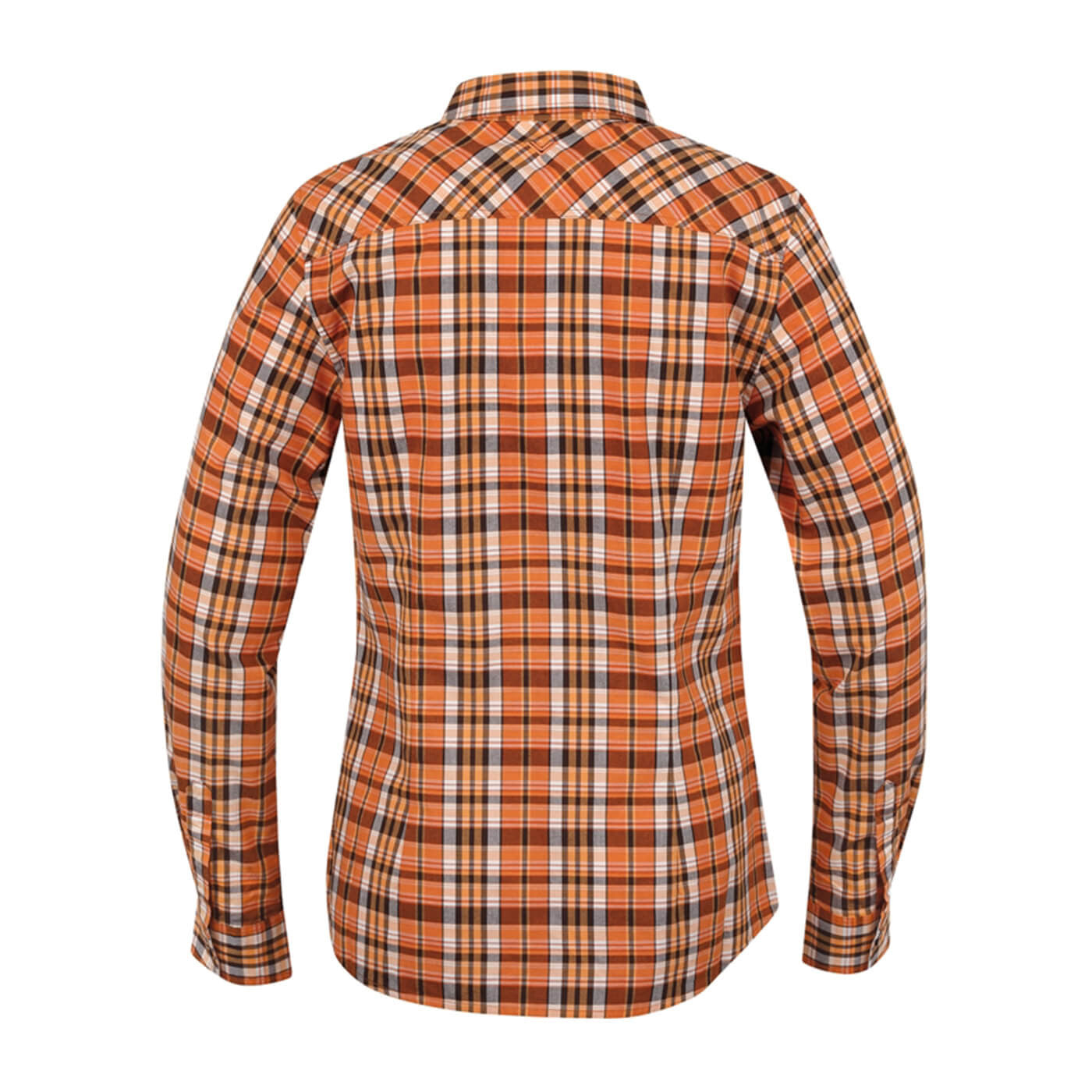 BUSHMANSHOP SHERRY WOMEN'S ORANGE/YELLOW PLAID COTTON LONG SLEEVE SHIRT