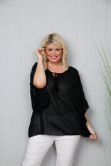 Cotton Bardot Top Black