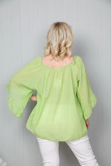 Cotton Bardot Top Lime