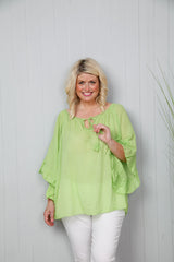 Cotton Bardot Top Lime