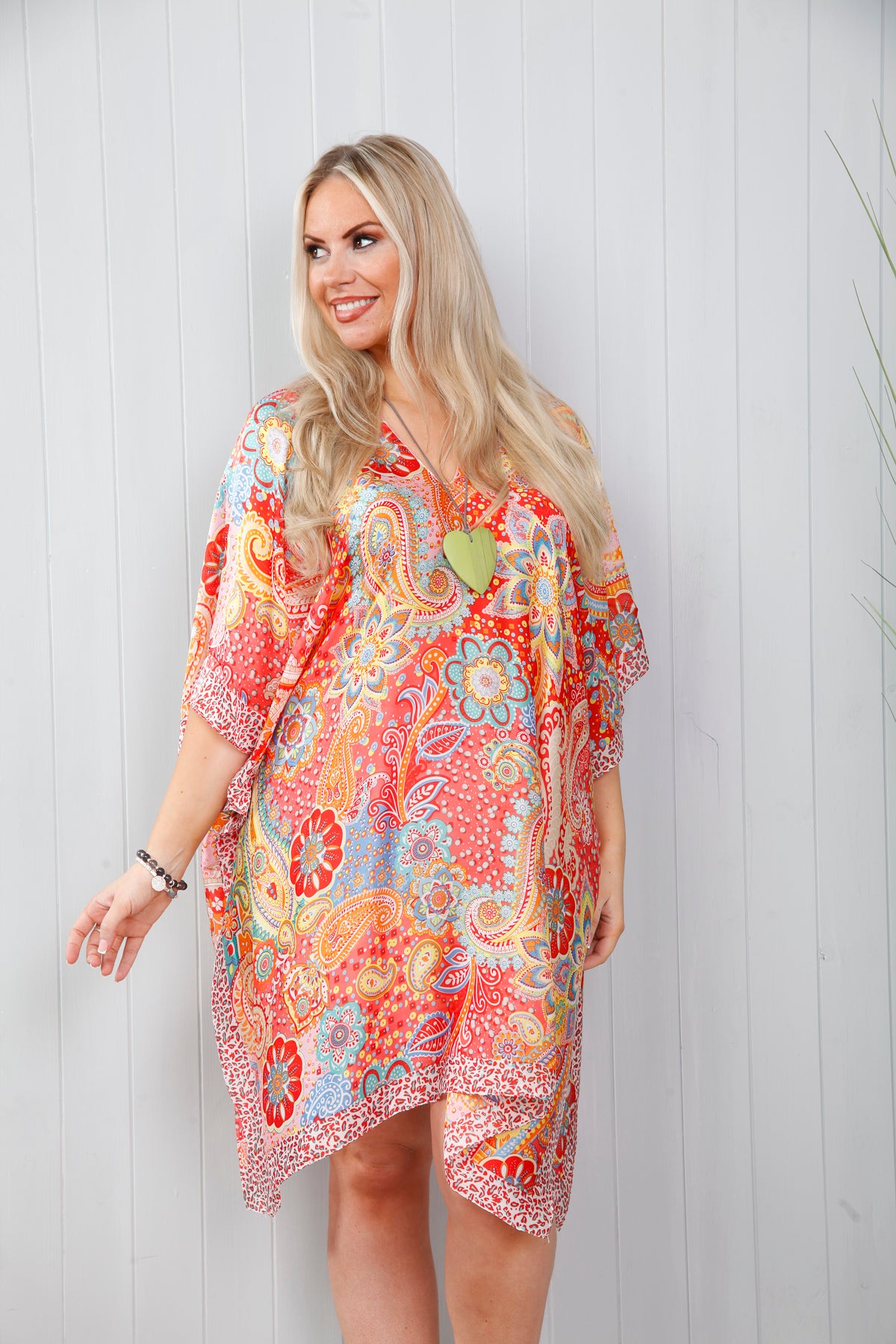 Retro Mandala Kaftan Coral