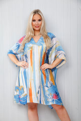 Brushstroke Kaftan Royal Blue