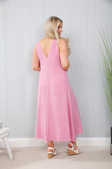 Cotton Mix Frayed Dress Bubblegum