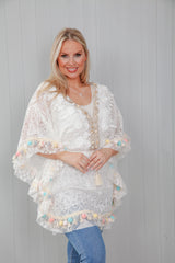 Lace Seashell Kaftan Top Pastel