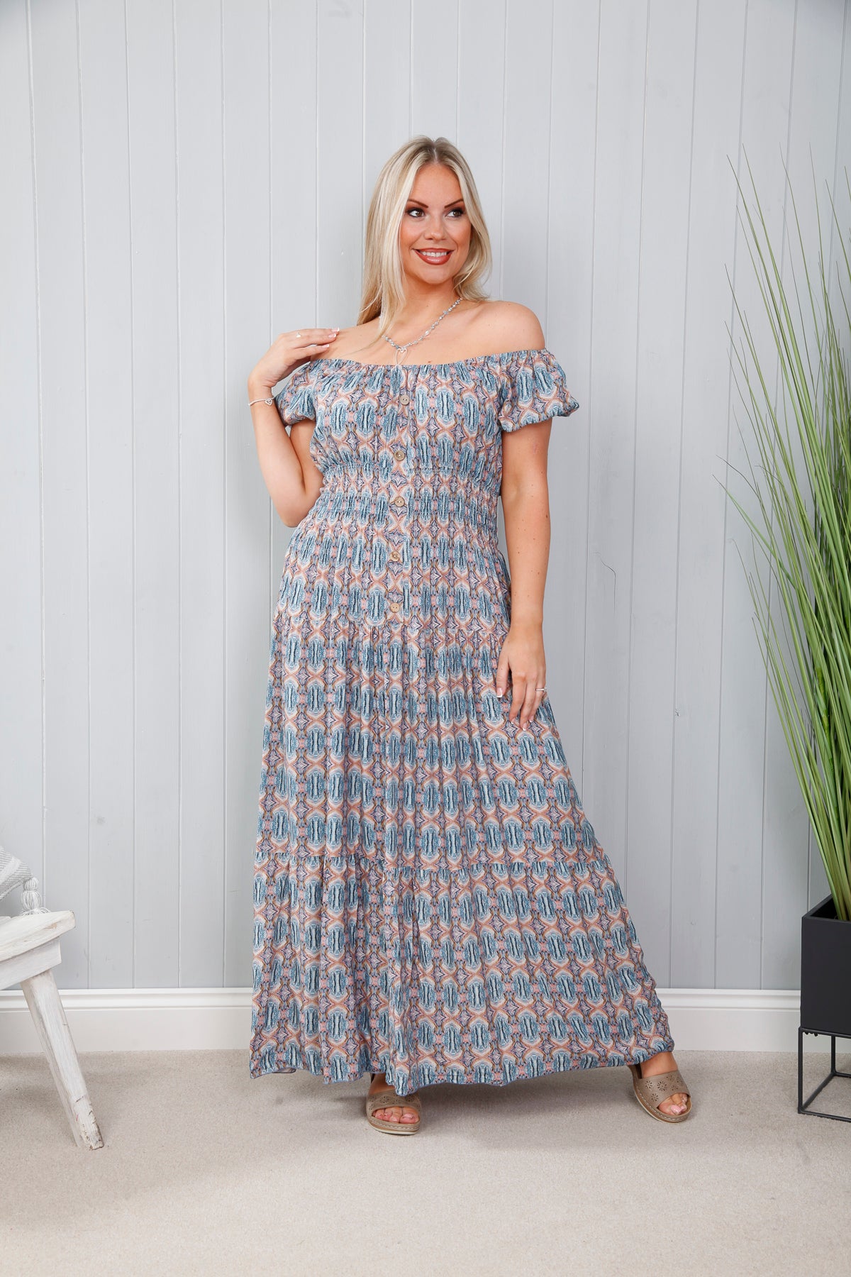 Aztec Allure Dress Blueberry