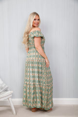 Aztec Allure Dress Moss Green