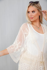 Sheer Blossom Cardigan White