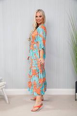 Selena Splash Dress Orange