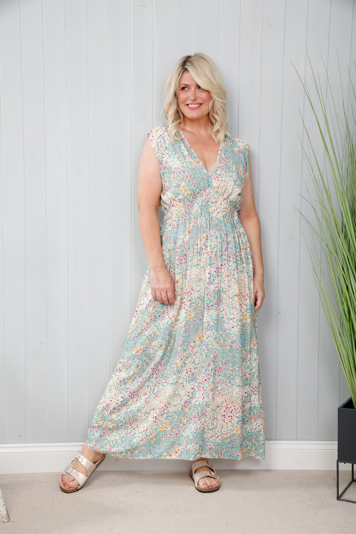 Ditsy Speckled Maxi Dress Turquoise