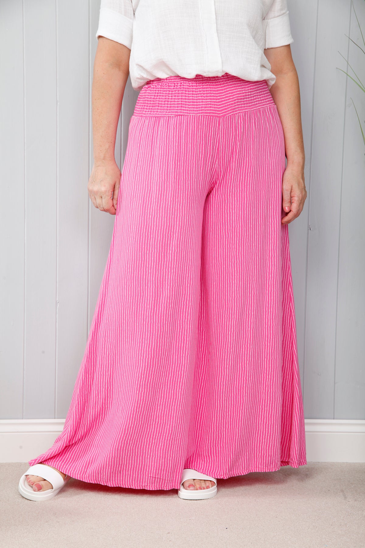 Striped Palazzo Pants Fuchsia