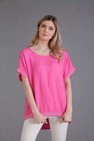 pink linen top