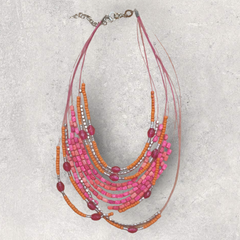 Mia Multi-strand Necklace Coral Burst