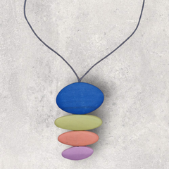 Wooden Stack Necklace Rainbow