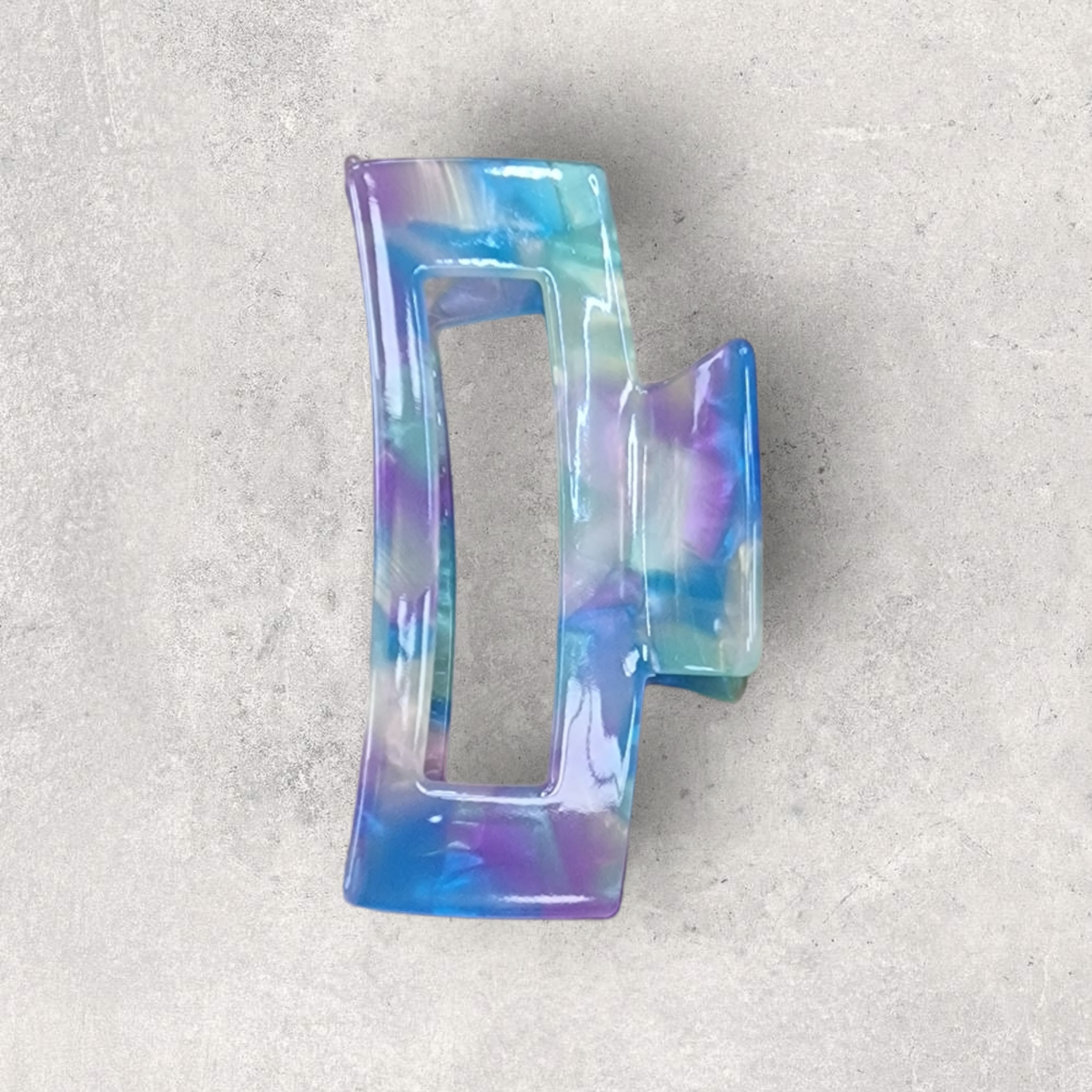 Large Marble Claw Clip Aqua