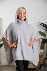 Grey Chloe Cable Knit Poncho