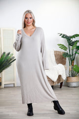 Beige Rayna Ribbed Dress